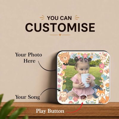 Personalized Musical Fridge Magnet with Photo & Song Custom Music Player Fridge Magnet Birthday Gift for Daughter, Son, Kids Customized Photo Music Box Unique Memory Keepsake